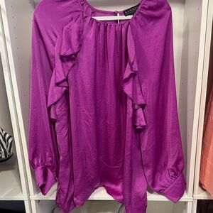 Eloquii Fuchsia Ruffle Blouse